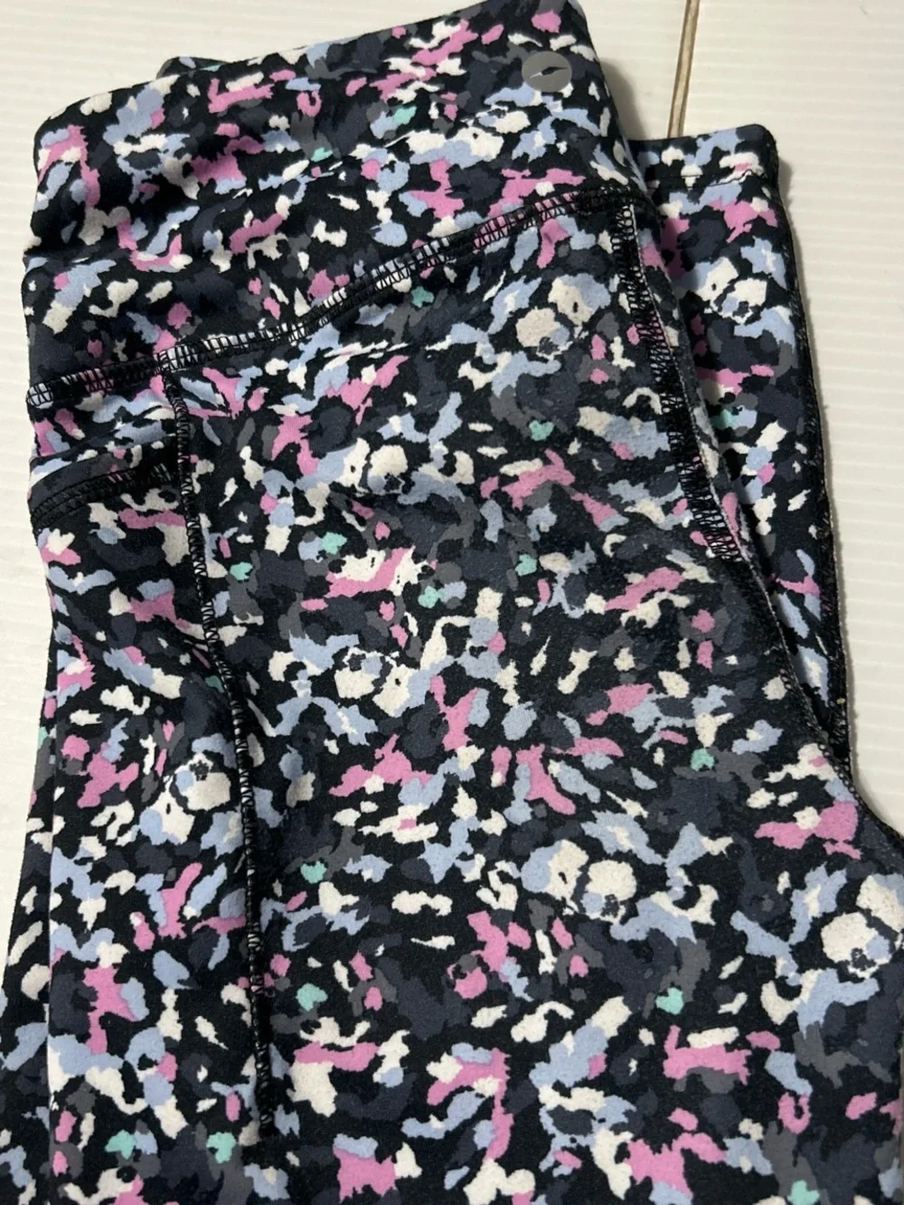 Avia Girls' Printed Active Leggings - Black with Pink & Blue with Green